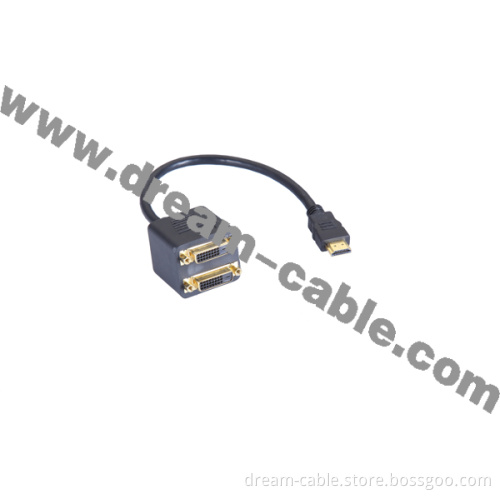 HDMI 1 Male to 2 DVI Female Adapter Cable (YTX32)